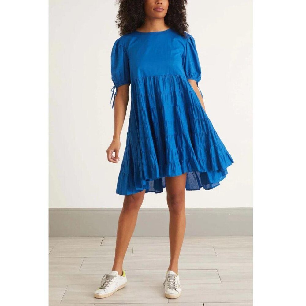 Merlette Sering Mini Dress Swing Resort Ruffle Cotton Puff Sleeve XS New
